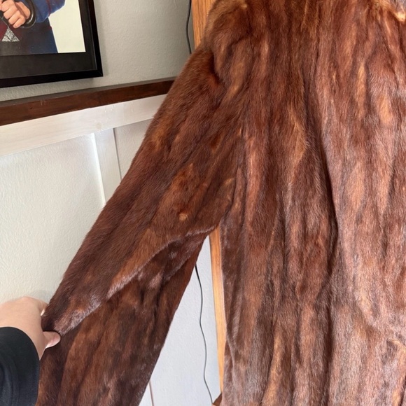 Vintage Full-Length Genuine Mink Fur Coat – Brown Mahogany – 1950s/60s L/XL - Picture 4 of 12